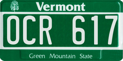 VT license plate OCR617