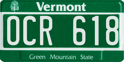 VT license plate OCR618