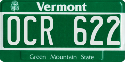 VT license plate OCR622