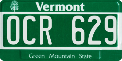 VT license plate OCR629