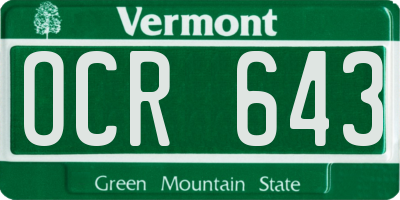 VT license plate OCR643