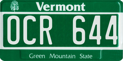VT license plate OCR644