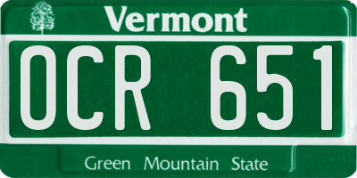 VT license plate OCR651