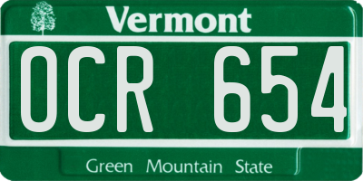 VT license plate OCR654