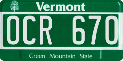 VT license plate OCR670