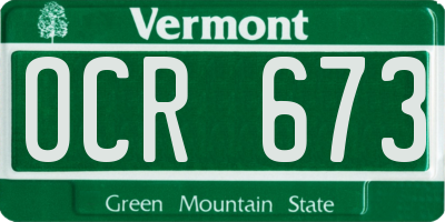 VT license plate OCR673
