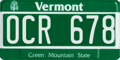 VT license plate OCR678