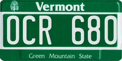 VT license plate OCR680