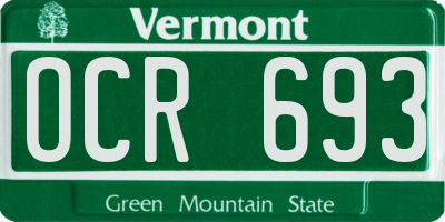 VT license plate OCR693