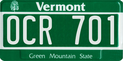 VT license plate OCR701