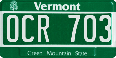 VT license plate OCR703