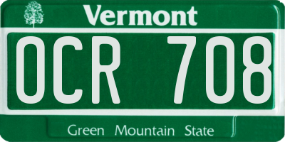 VT license plate OCR708