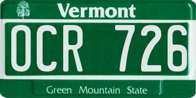 VT license plate OCR726