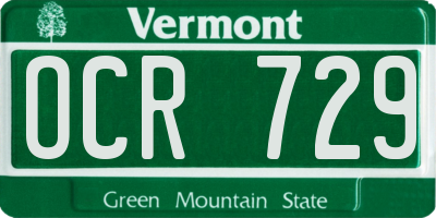 VT license plate OCR729