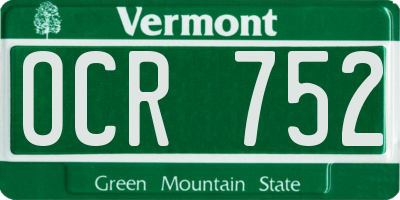 VT license plate OCR752