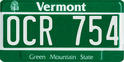 VT license plate OCR754