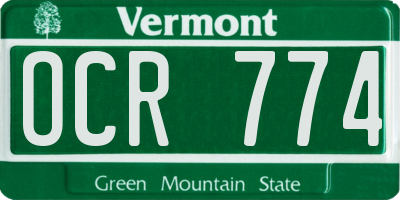 VT license plate OCR774