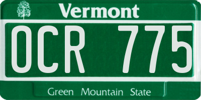 VT license plate OCR775