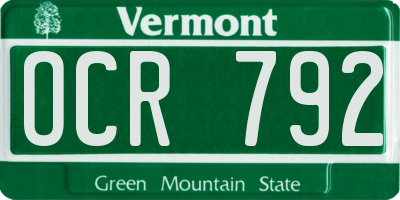 VT license plate OCR792