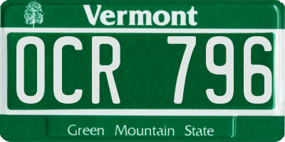 VT license plate OCR796