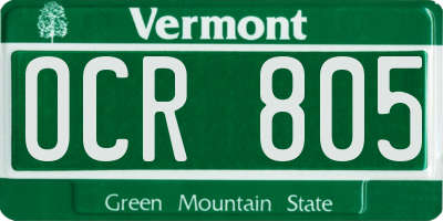 VT license plate OCR805