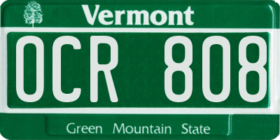 VT license plate OCR808