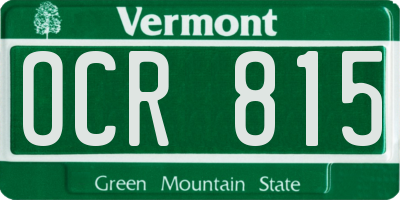 VT license plate OCR815
