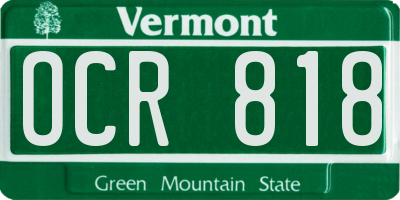VT license plate OCR818