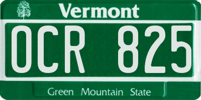 VT license plate OCR825