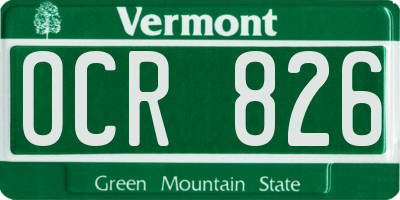VT license plate OCR826