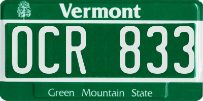 VT license plate OCR833