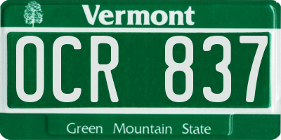 VT license plate OCR837