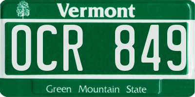 VT license plate OCR849