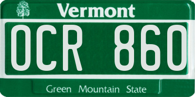 VT license plate OCR860