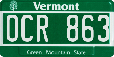 VT license plate OCR863
