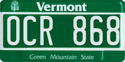 VT license plate OCR868