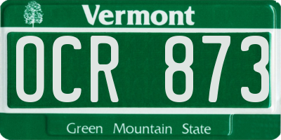 VT license plate OCR873