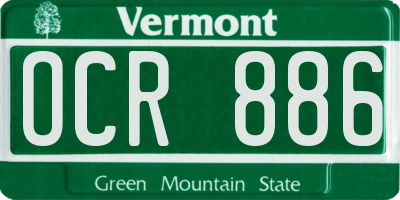 VT license plate OCR886