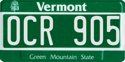 VT license plate OCR905