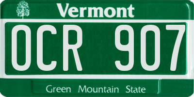VT license plate OCR907