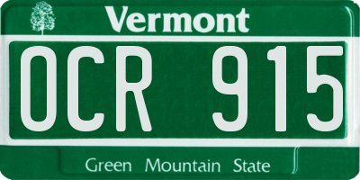VT license plate OCR915