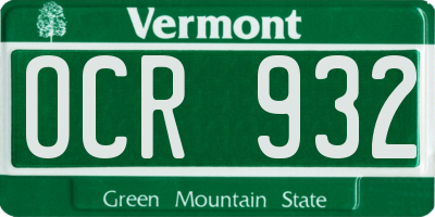 VT license plate OCR932