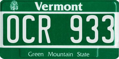 VT license plate OCR933