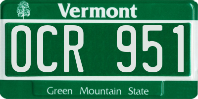 VT license plate OCR951