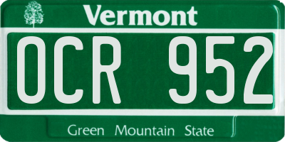 VT license plate OCR952