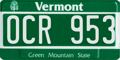 VT license plate OCR953