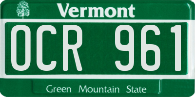VT license plate OCR961