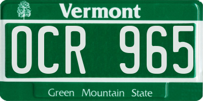 VT license plate OCR965