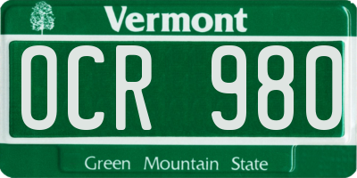 VT license plate OCR980