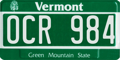 VT license plate OCR984